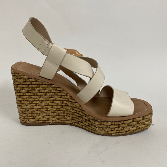 Louise et Cie Palina Platform Wedge Sandal White Rattan Size 8 - Picture 9 of 12